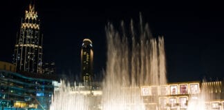 Dubai fountain show at night