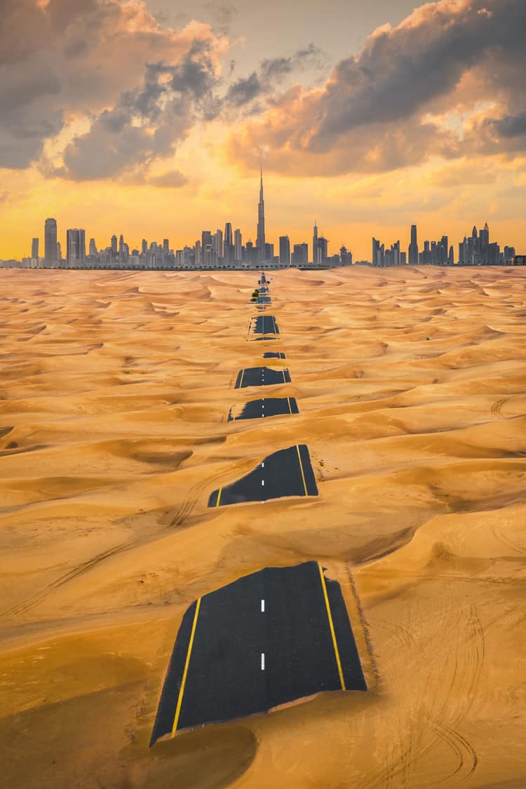 Dubai half desert road