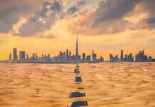 Dubai's half desert sand road