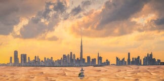 Dubai's half desert sand road