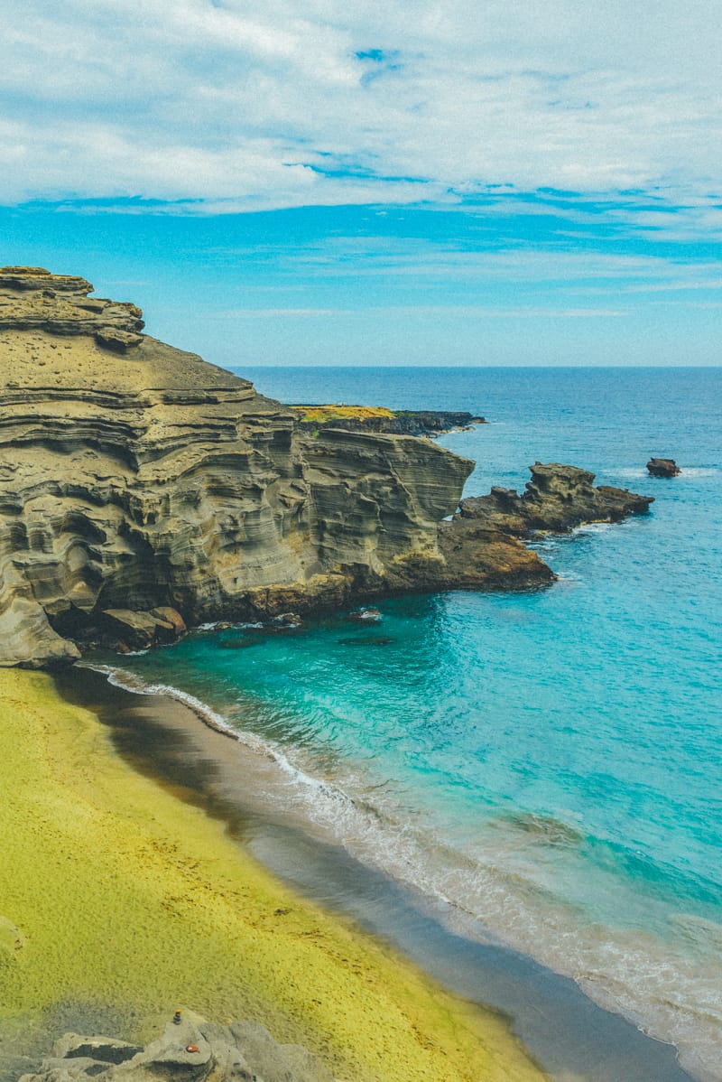 Papakolea green sand beach in the big island of Hawaii, USA.