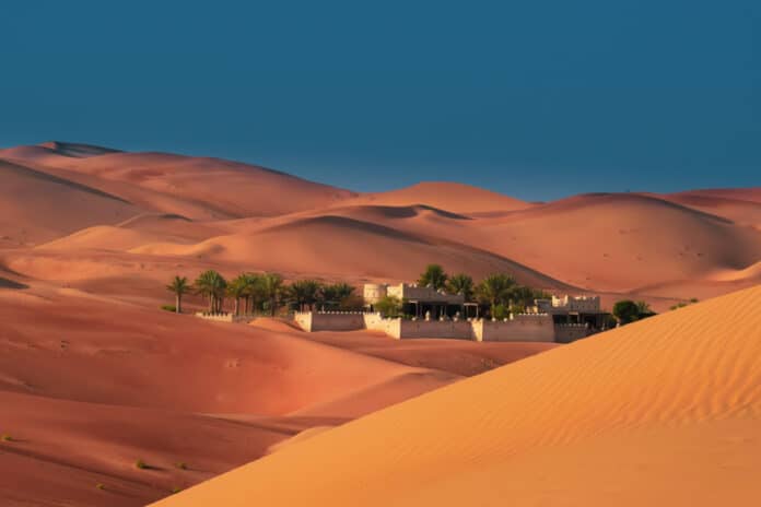 Qasr Al Sarab Abu Dhabi in the desert dunes