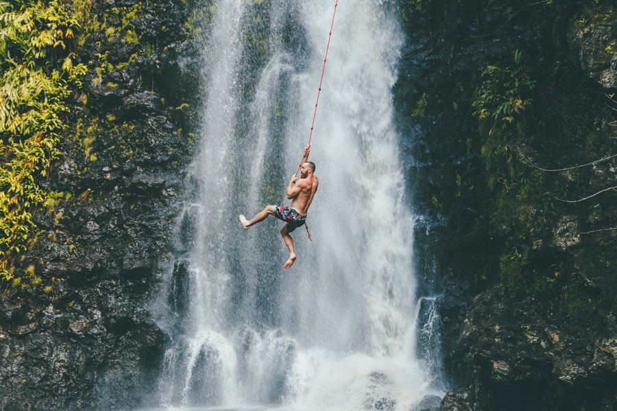 Rope swing at Waimea Hawaii