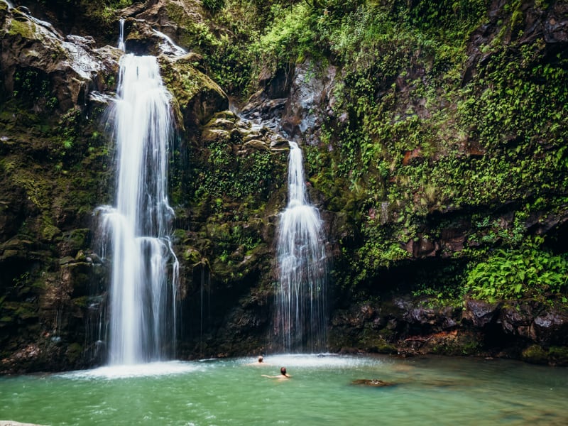 Three Bears Falls, Upper Waikani Falls in Maui Hawaii