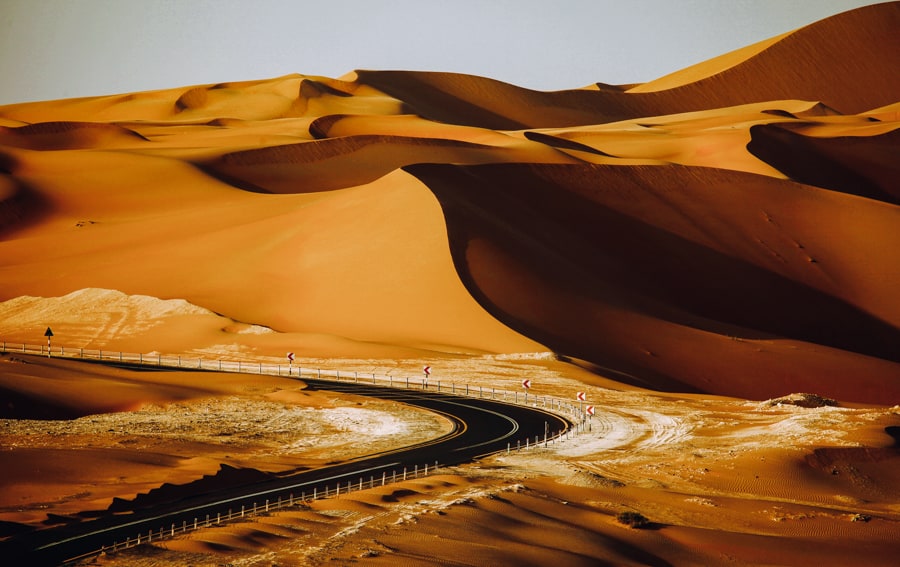 Road through the Sand Dunes of the Liwa Oasis Abu Dhabi