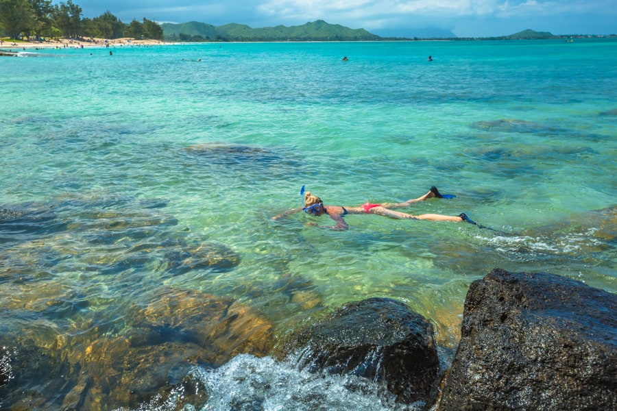 Kailua beach snorkeling in Oahu Hawaii