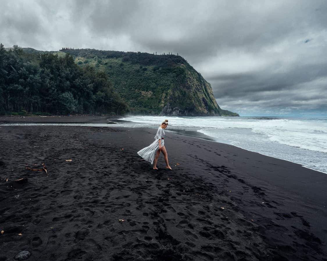 Waipio Black Sand Beach on the Big Island Hawaii