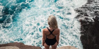 Spitting Caves cliff jumping Oahu