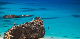 The rock on Waimea Bay Beach on Oahu