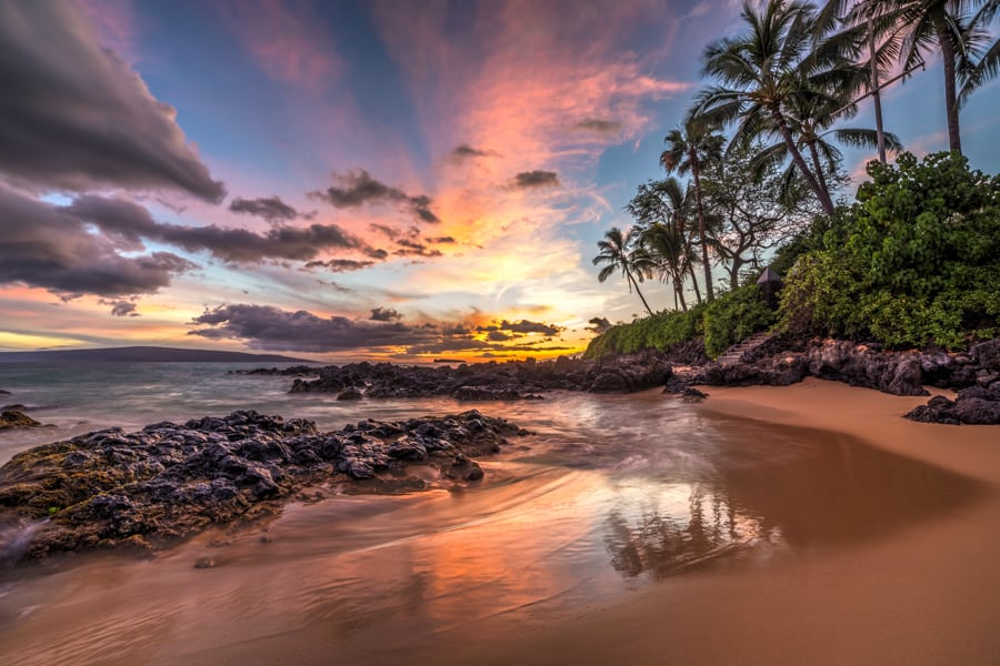 Secret cove in Maui Sunset