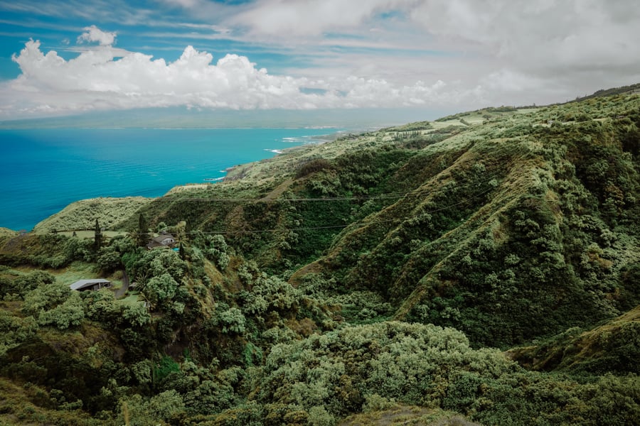 Waihee Ridge Trail overlooking Kahului and Haleakala in Maui