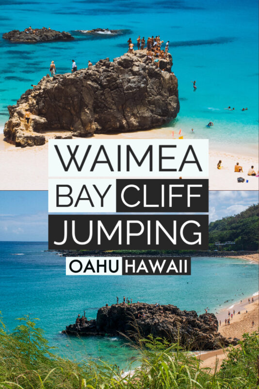 Waimea bay cliff jumping Oahu Hawaii