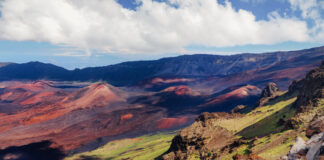 Haleakala volcano crater taken at Kalahaku overlook at Haleakala summit.