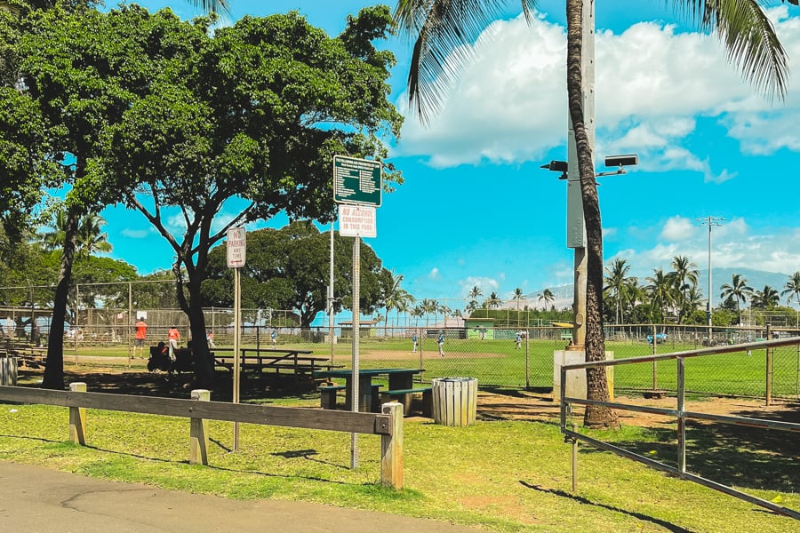 Kalama Beach Park baseball fields in Maui Hawaii