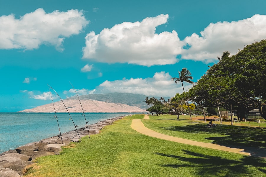 Fishing at Kalama Beach Park in Maui Hawaii