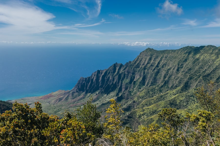 Pihea Trail view of the Na'pali coast in Kauai Hawaii