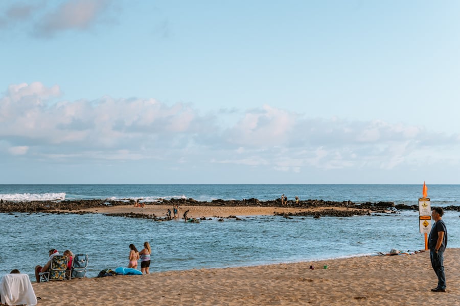 Poipu beach sandbar