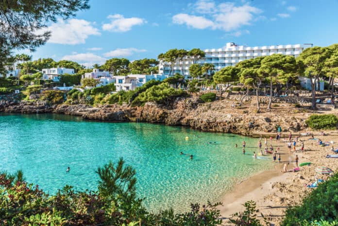 Cala Esmeralda Beach or Cala,D'or,City,,Palma,Mallorca,,Spain. Cala Esmeralda beach in Palma Mallorca.