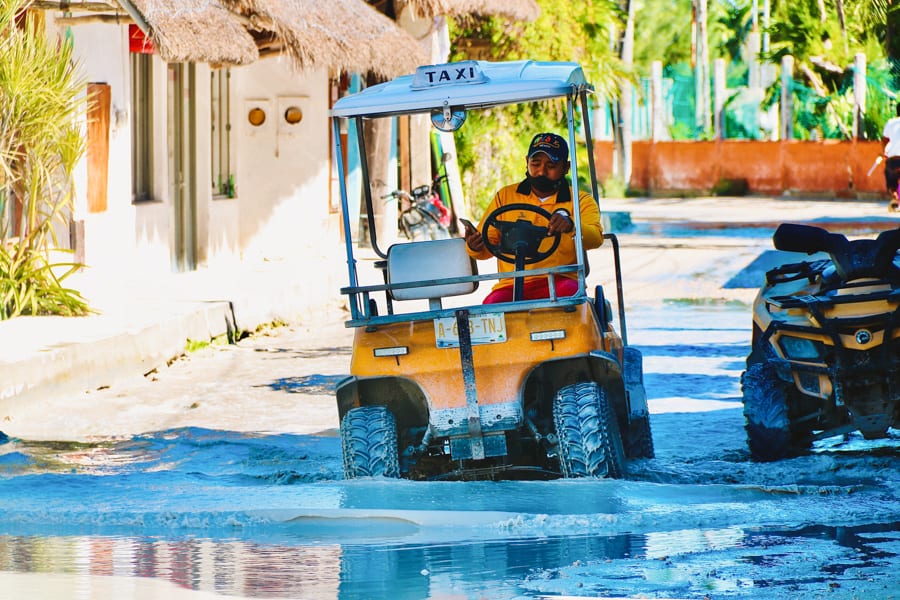 Golf cart taxi Holbox Mexico