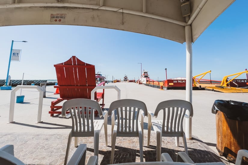 Holbox Ferry covered waiting area.