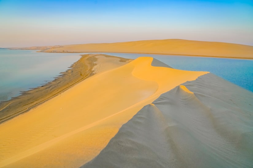 Inland sea of the Sealine Desert just out of Doha, Qatar.