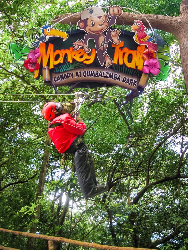 Gumbalimba Park Welcome sign in Roatan Honduras