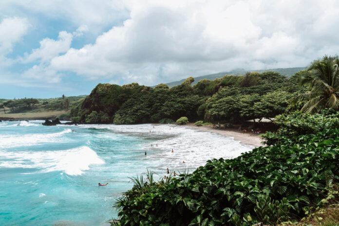 Hamoa Beach surfers in Maui Hawaii