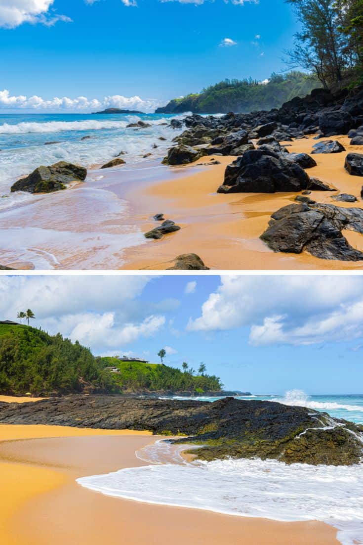 Kauapea Beach also known as Secret beach in Kauai, Hawaii