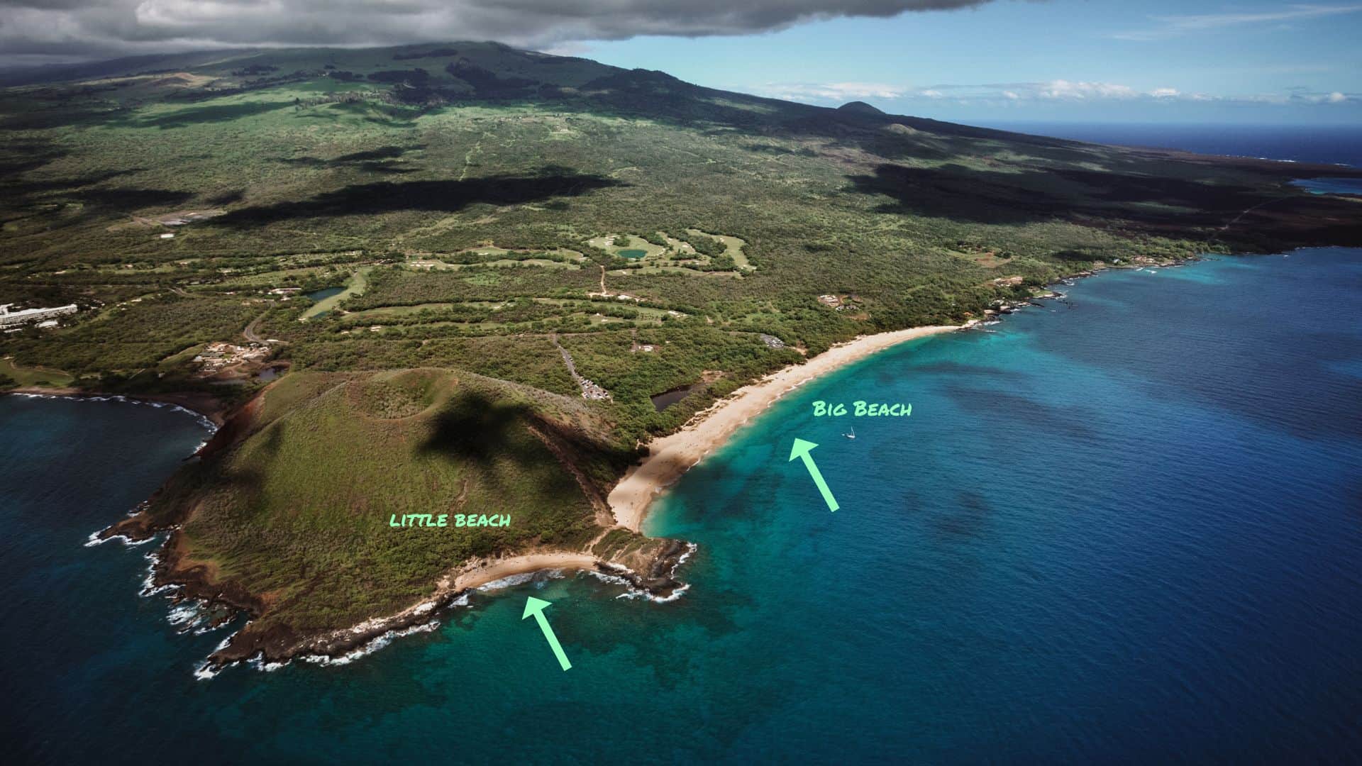 Little beach and big beach in Maui, Hawaii