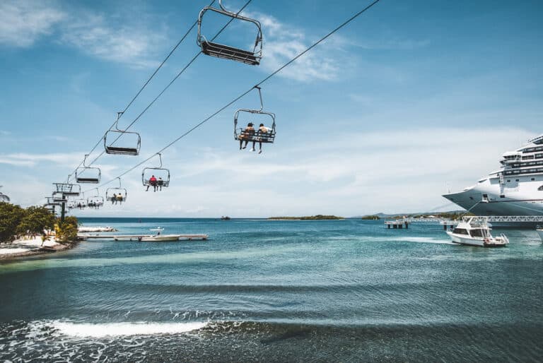 Mahogany Bay cable cars in Roatan Honduras