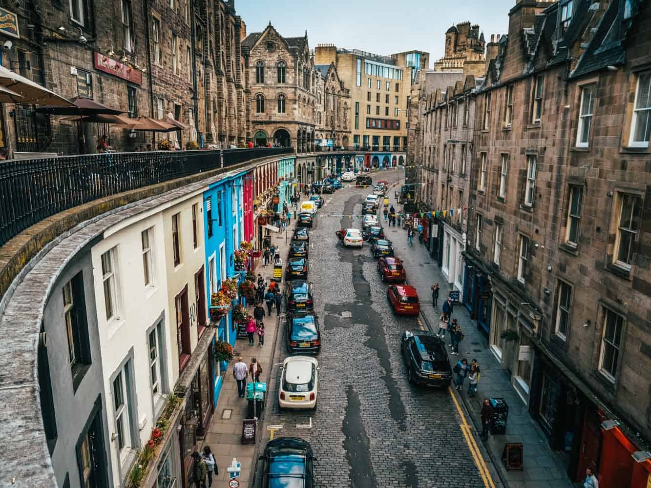 Victoria Street and the Royal Mile in Edinburgh.