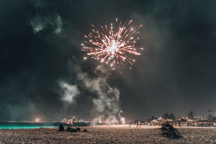 Eagle beach Aruba fireworks