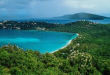 Drake's Seat view of Magen's Bay Beach in St. Thomas, USVI