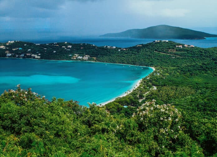 Drake's Seat view of Magen's Bay Beach in St. Thomas, USVI