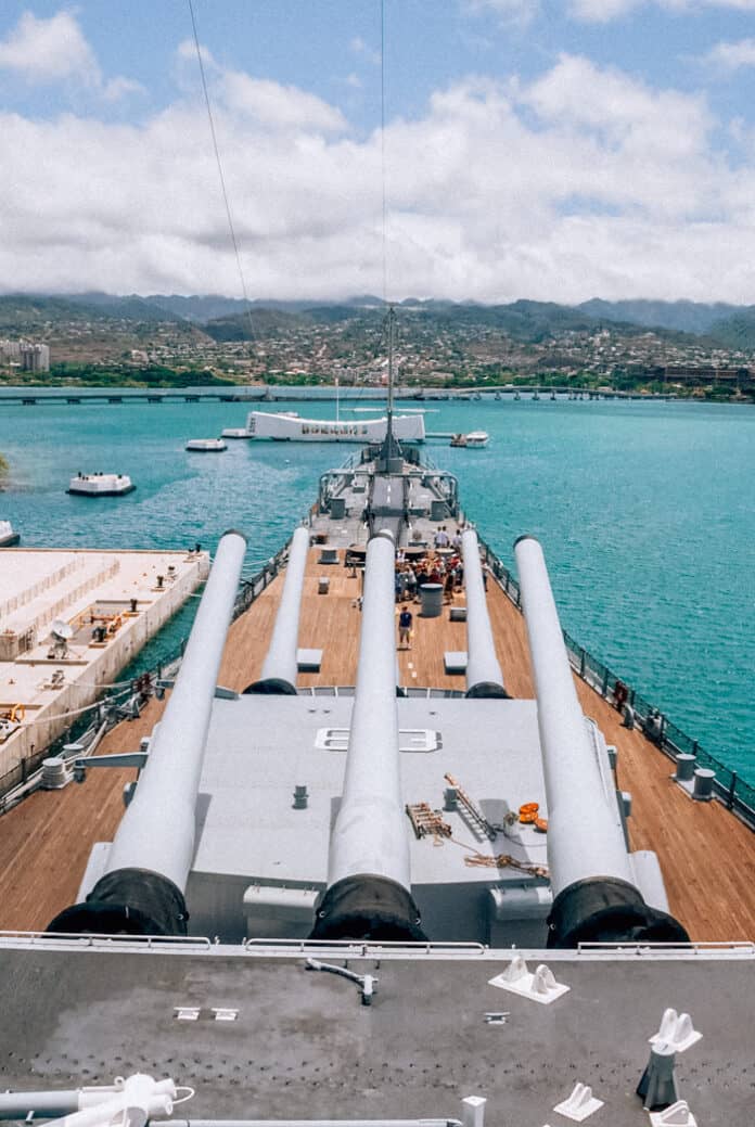 The top deck of the U.S.S. Missouri in Pearl Harbor Hawaii