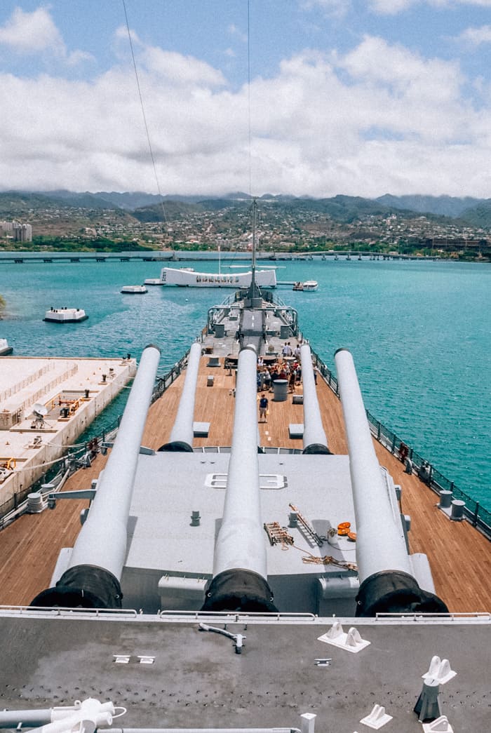 The top deck of the U.S.S. Missouri in Pearl Harbor Hawaii