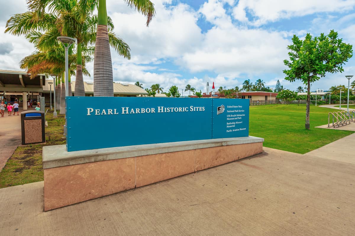 Entrance gate to Pearl Harbor in Honolulu