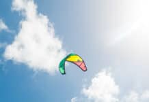 Kite surfing in Guadeloupe, French west Indies.