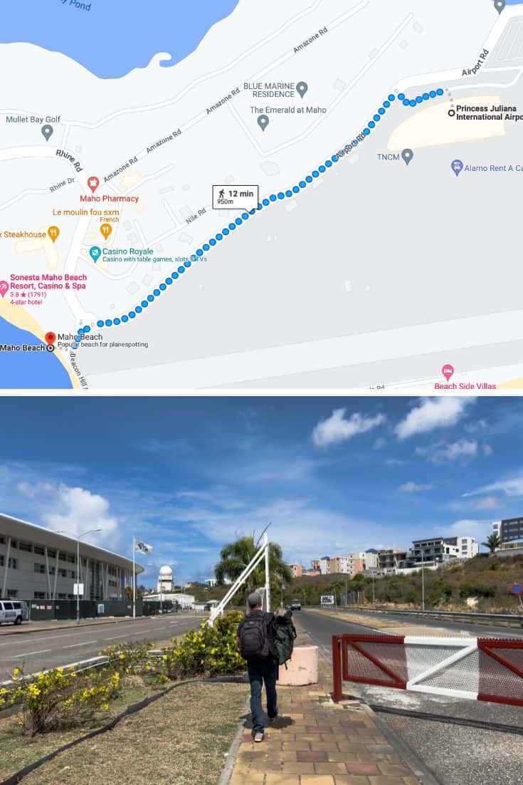 Maho Beach walk from airport