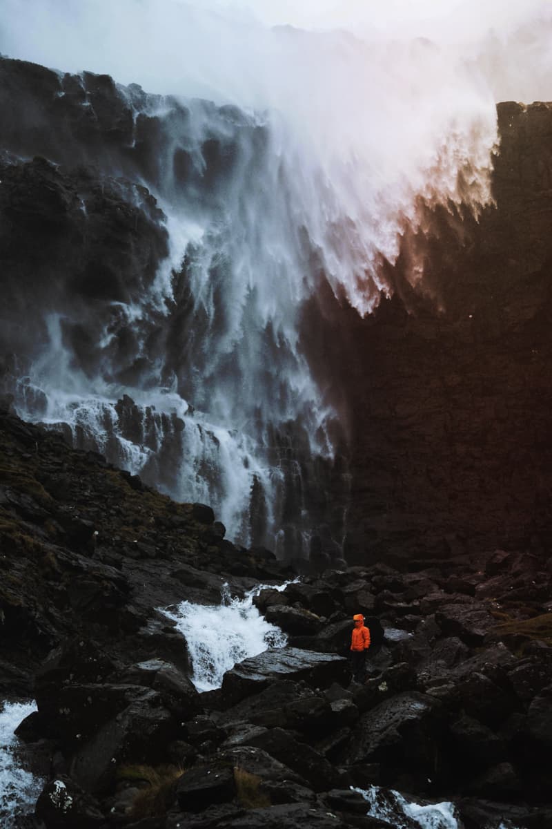 Reverse waterfall (Fossa) Faroe Islands