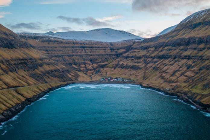 Tjørnuvík village in the Faroe islands