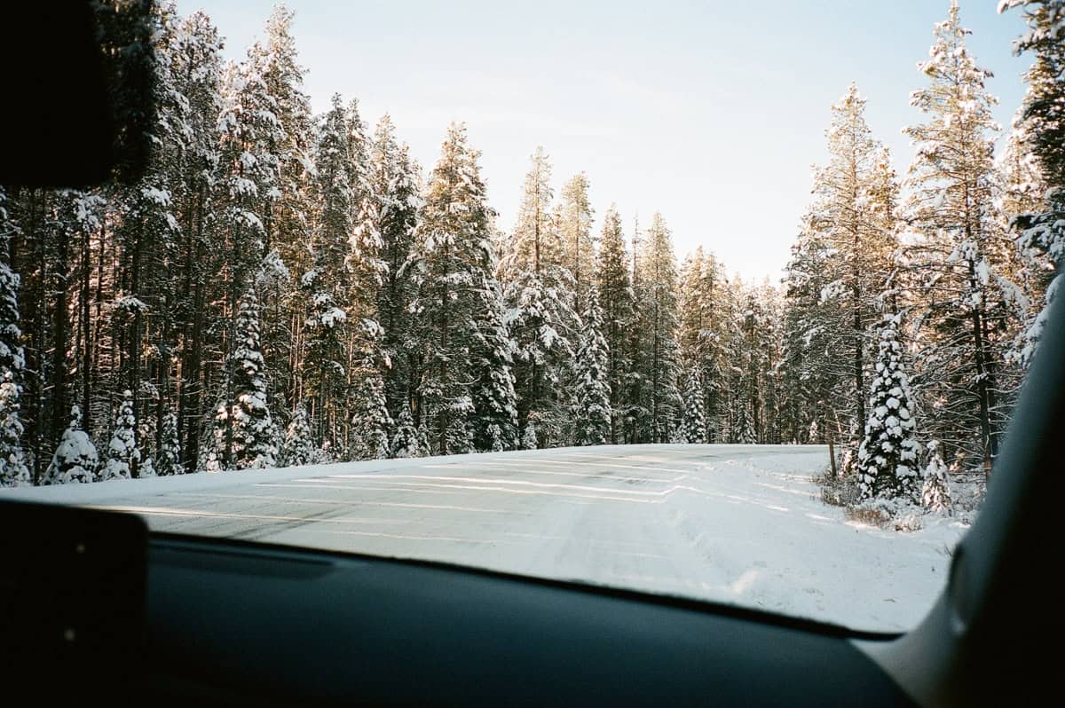 Snowy roads in Banff National Park