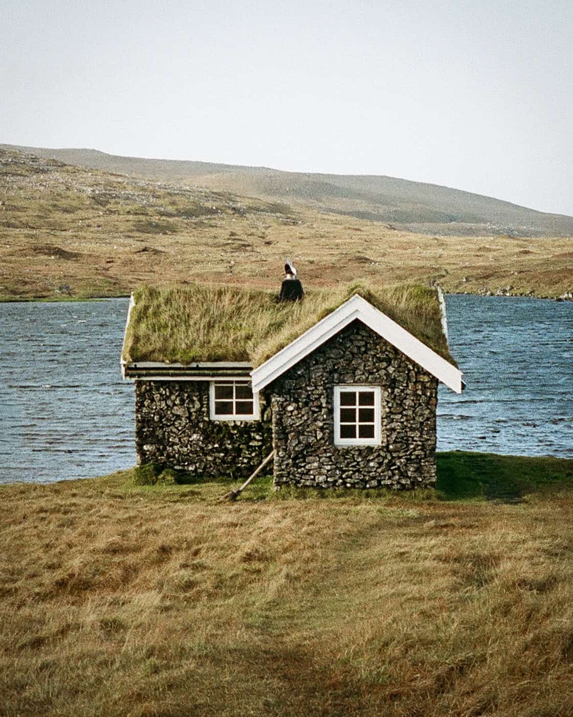 Grass Roof home on Sandoy in the Faroe Islands