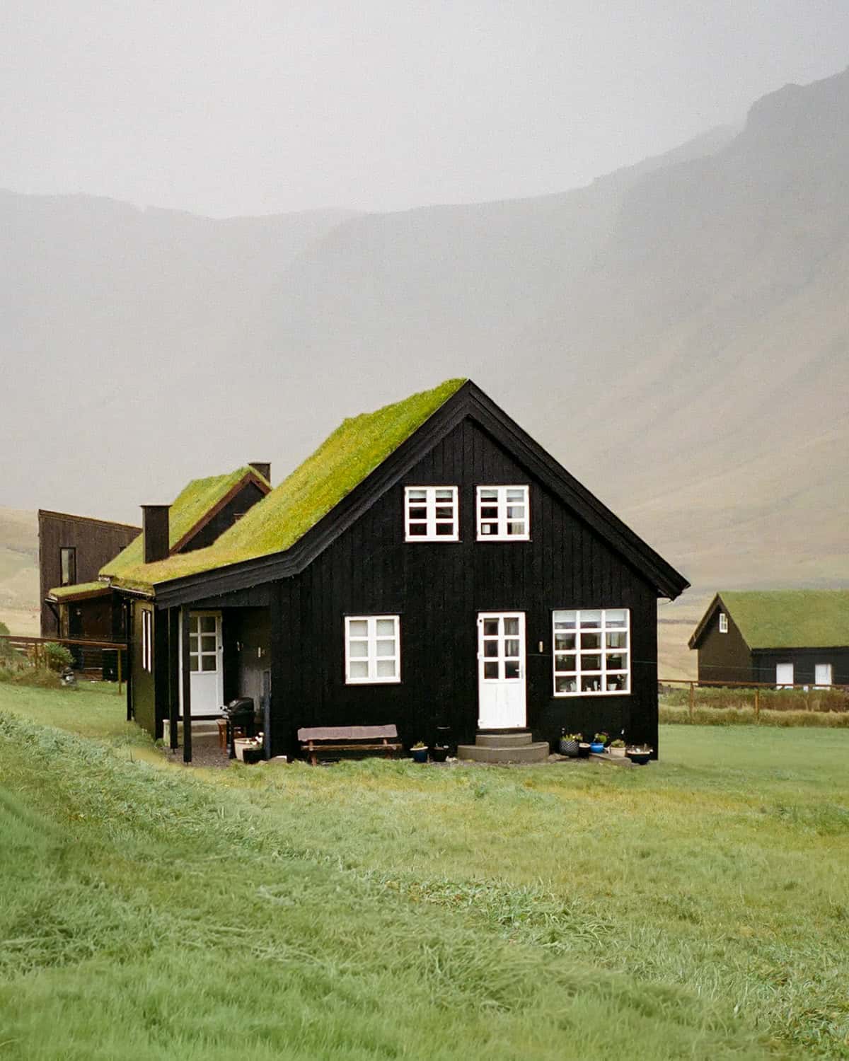 Grass roof homes in Vagar Faroe Islands