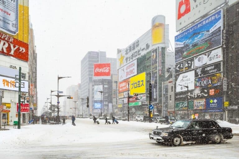 Susukino District in a snow storm