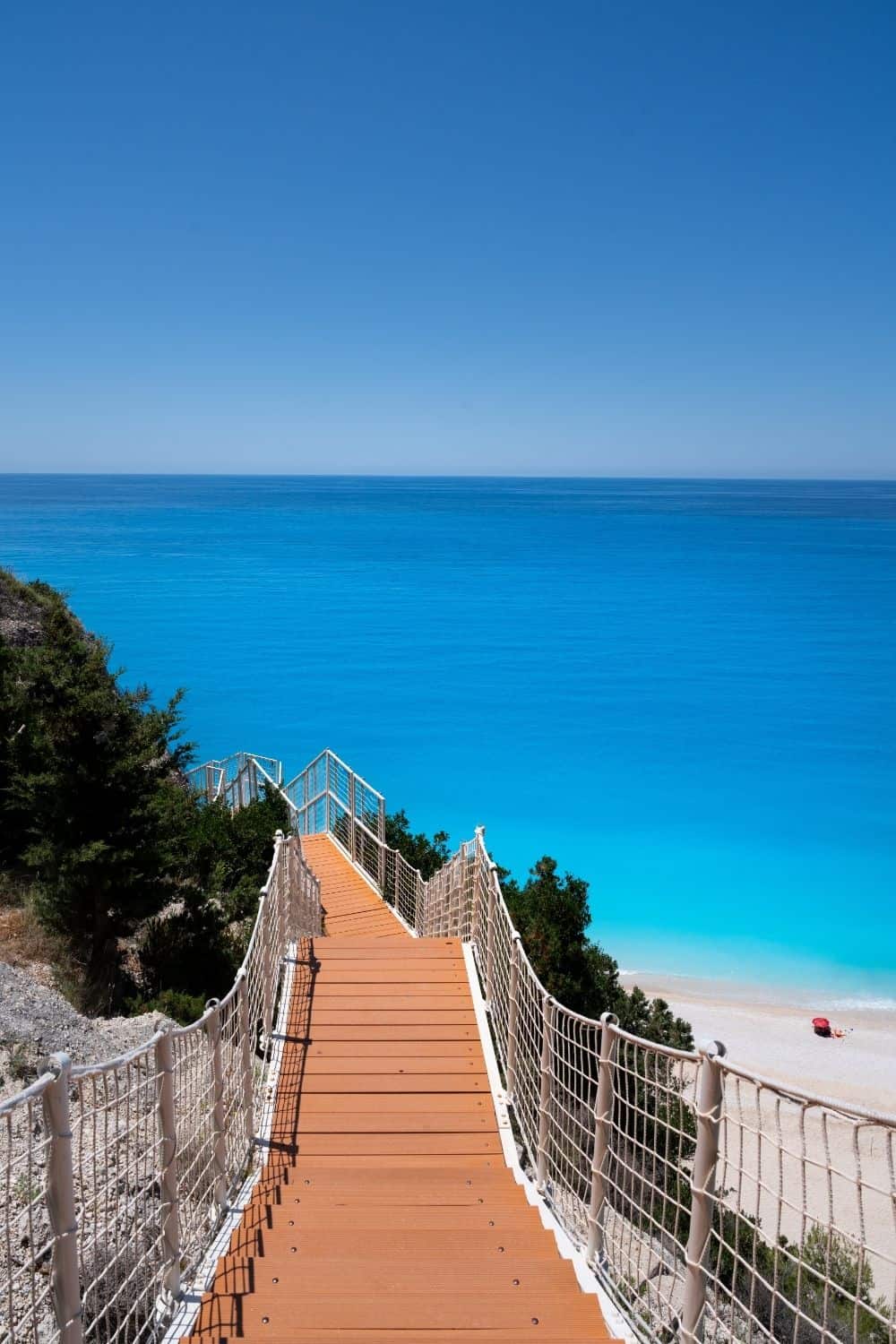 Egremni Beach stairs Lefkada Greece