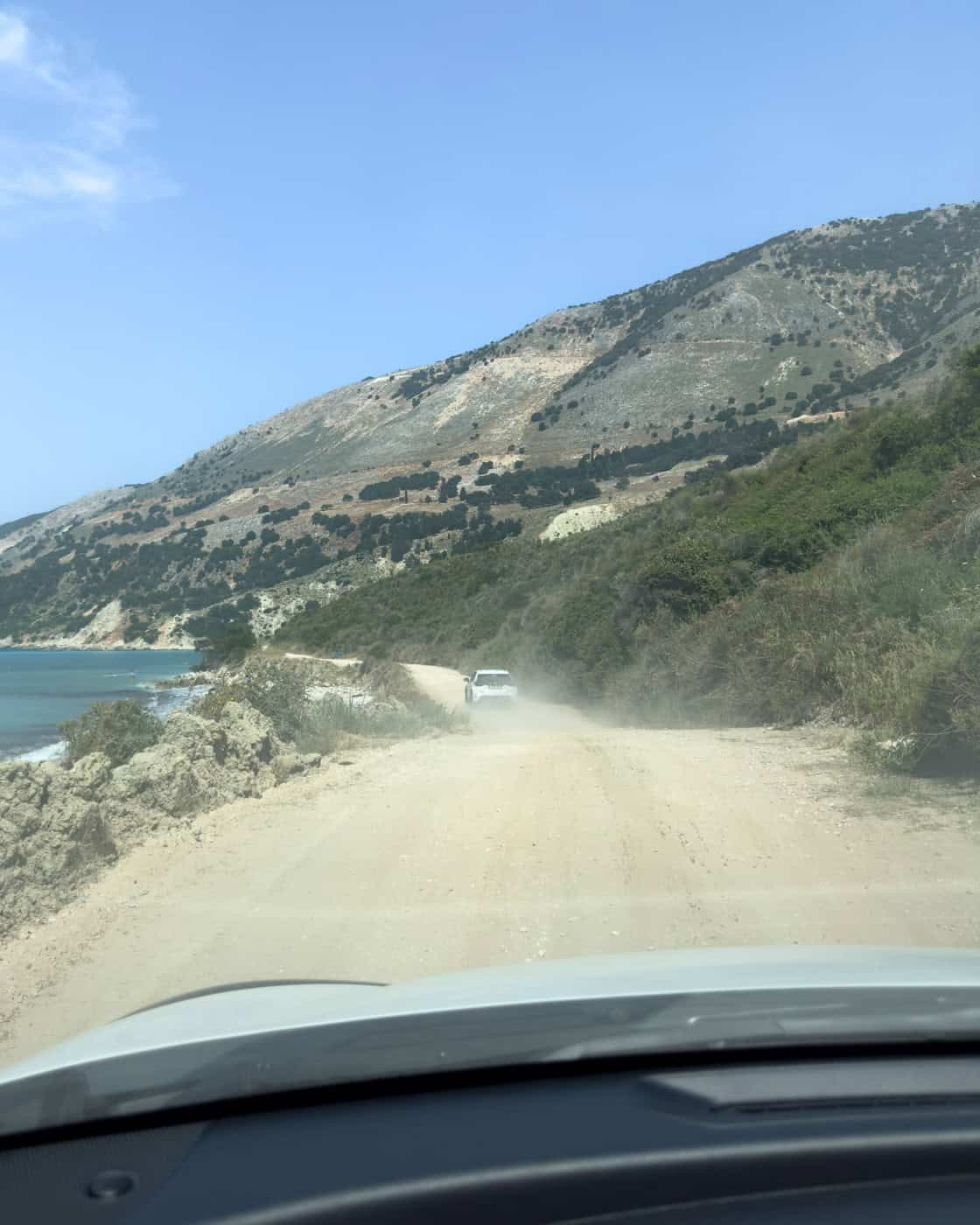 Dirt road to Agia Kiriaki beach in Kefalonia
