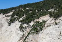 Egremni Beach staircase and massive cliff in Lefkada Greece
